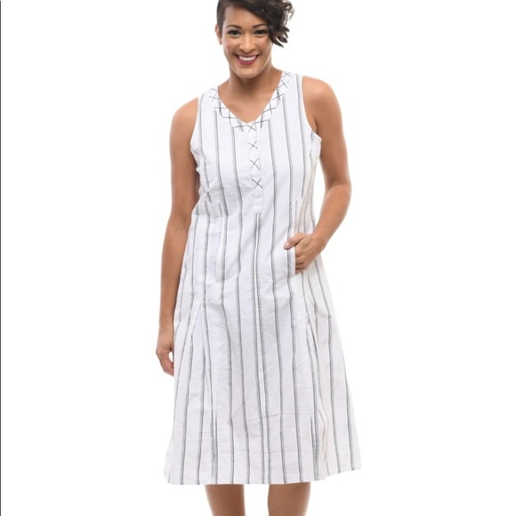 tulip clothing Victoria Dress in Goldman Stripe NWT sleeveless midi dress size S - Picture 1 of 10